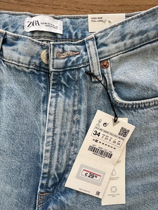 NWT ZARA HIGH-RISE WIDE KEG JEANS 2 - Picture 2 of 3